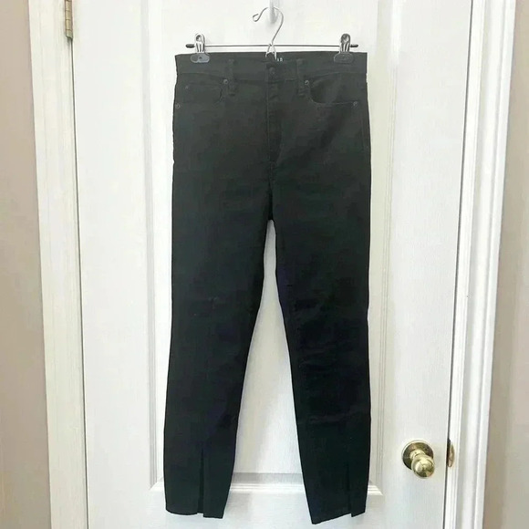 GAP True Skinny Jeans High Rise Split Hem Front Ankle Slit Cropped Black Size 27 - Picture 4 of 16